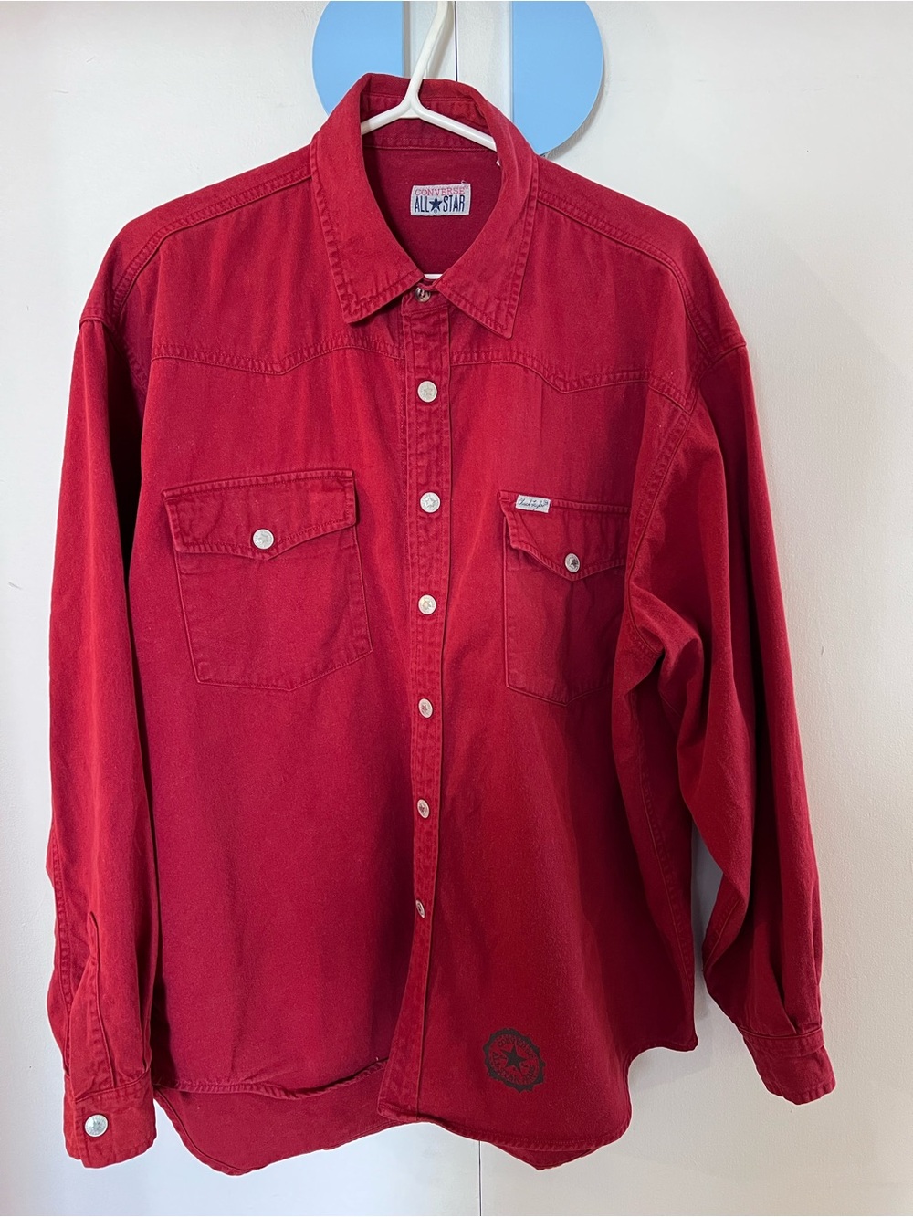 Converse All Star Vintage Oversized Men's Red Button Shirt